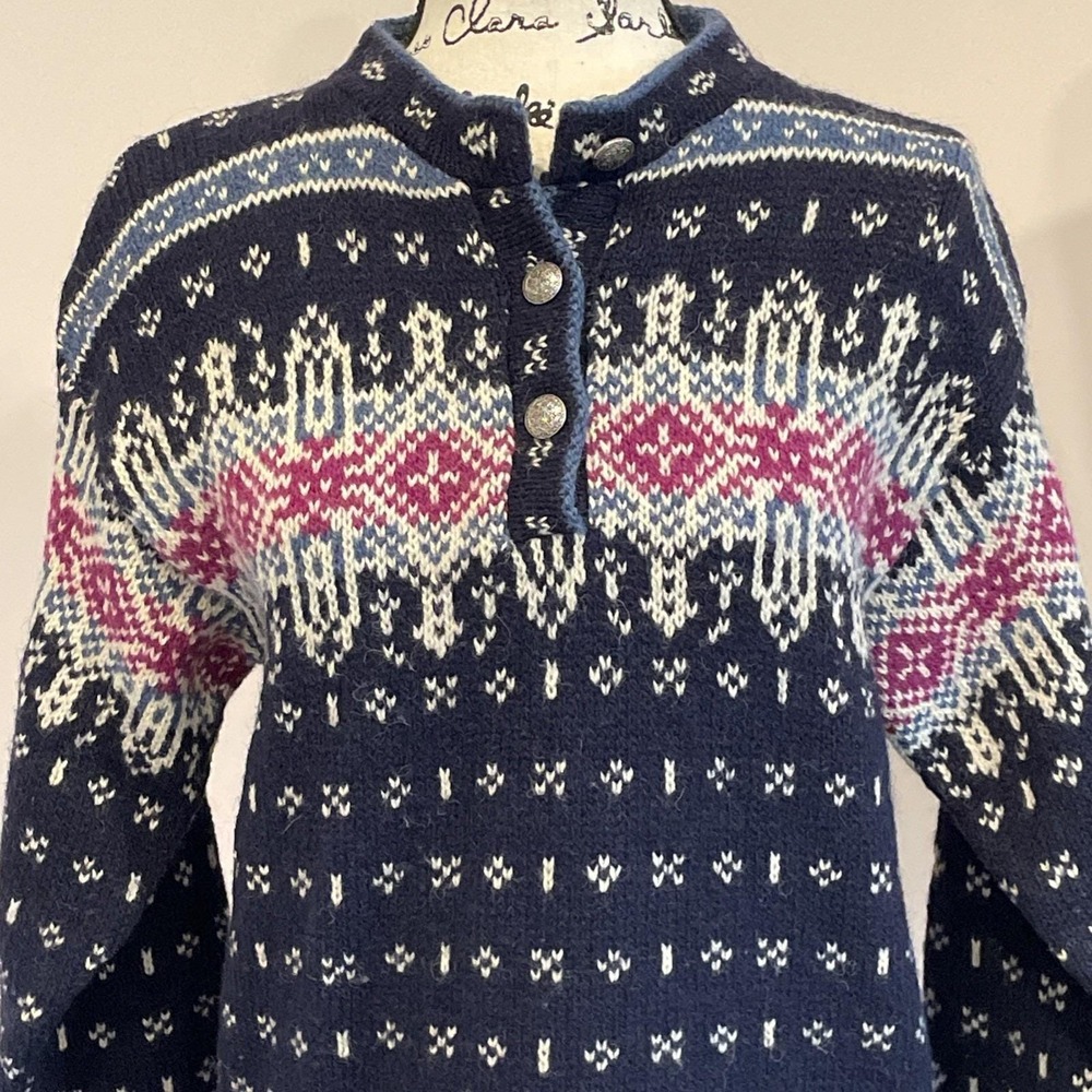 Vintage Women's LL Bean Fair Isle Wool Sweater S Ski Lodge Gorpcore Made In USA - Picture 10 of 14